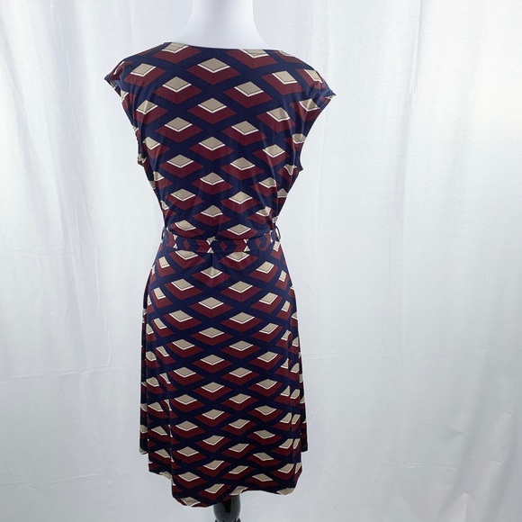 Gilli burgundy & navy blue faux wrap tie waist dress - Picture 5 of 12